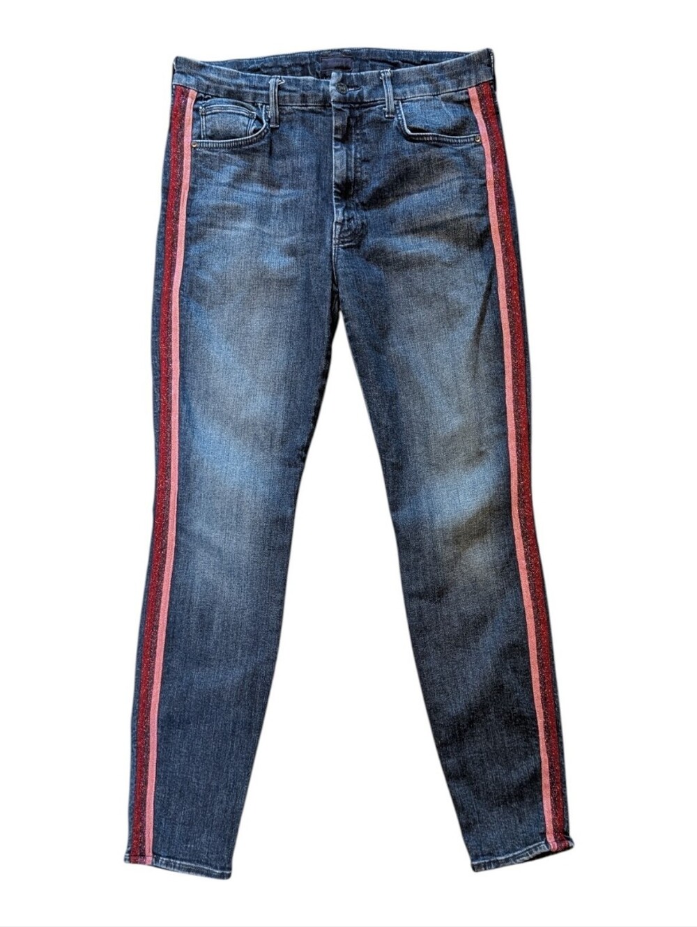 Mother Women's The Looker High Rise Skinny Jeans Glitter Racer Stripes